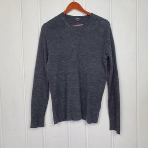 Vince Crew Neck Heather Gray Cotton Cashmere Tight Knit Pullover Sweater Large